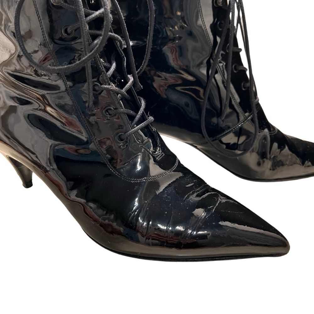 Saint Laurent cat 50 lace up kitten heel boots